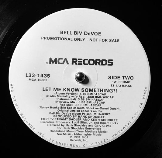 Bell Biv Devoe : Let Me Know Something?! (12", Single, Promo)