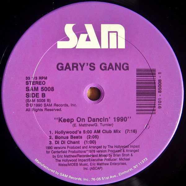 Gary's Gang : Keep On Dancin' 1990 (12")