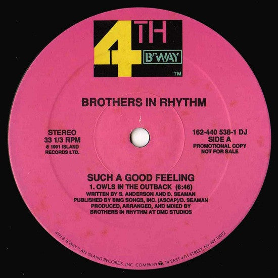 Brothers In Rhythm : Such A Good Feeling (12", Promo)