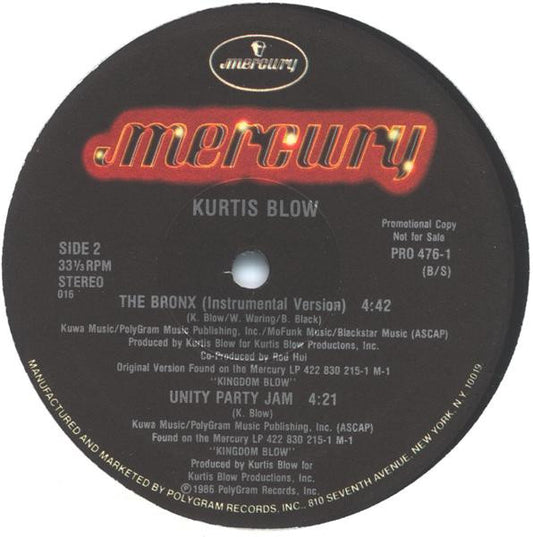 Kurtis Blow : The Bronx (12", Promo)