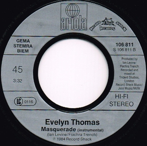 Evelyn Thomas : Masquerade (7", Single)