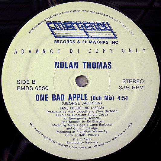 Nolan Thomas : One Bad Apple (12", Promo)
