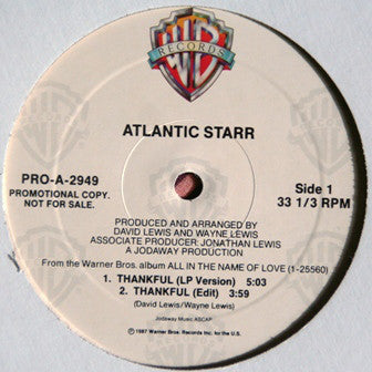 Atlantic Starr : Thankful / Let The Sun In (12", Promo)