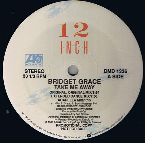 Bridget Grace : Take Me Away (12", Promo)