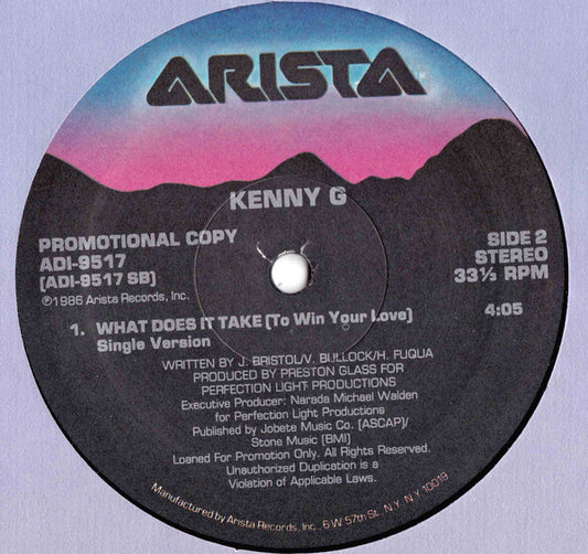 Kenny G (2) : What Does It Take (To Win Your Love) (12", Promo)