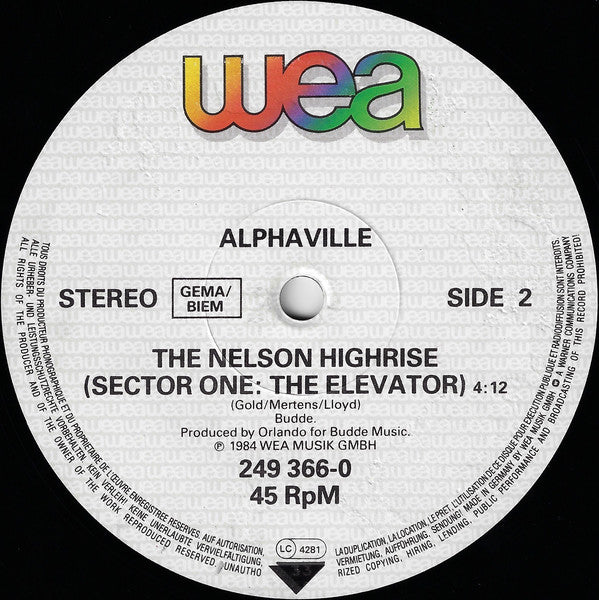 Alphaville : Sounds Like A Melody (Special Long Version) (12", Maxi)