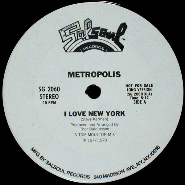 Metropolis (5) : I Love New York (12", Promo)