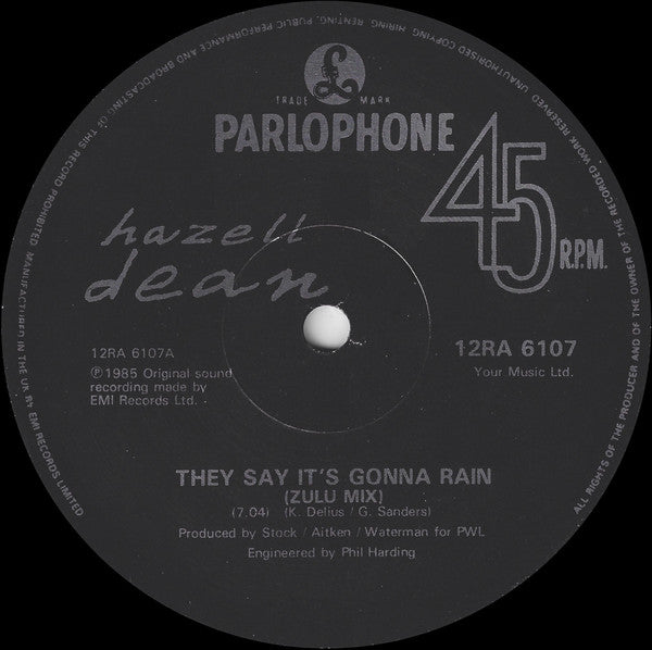 Hazell Dean : They Say It's Gonna Rain (Zulu Mix) (12", Single)