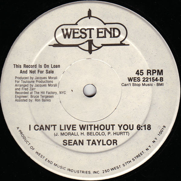 Sean Taylor : Come Back To Me (12", Single, Promo)