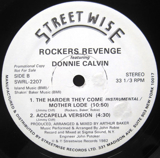 Rockers Revenge Featuring Donnie Calvin : The Harder They Come (12", Promo)