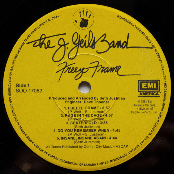 The J. Geils Band : Freeze Frame (LP, Album)