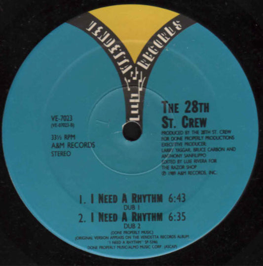 The 28th St. Crew* : I Need A Rhythm (12", SRC)