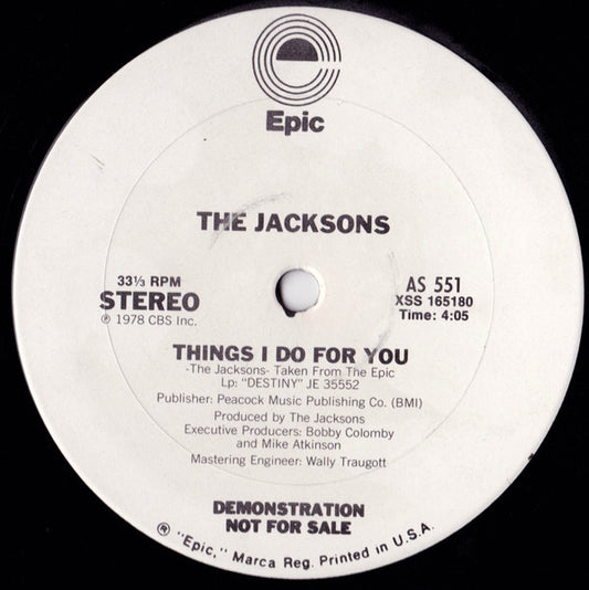 The Jacksons : Shake Your Body (Down To The Ground) / Things I Do For You (12", Promo)