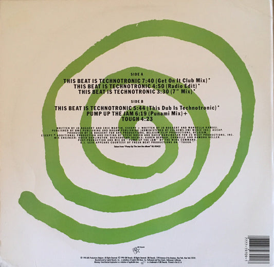 Technotronic Featuring MC Eric : This Beat Is Technotronic (12", Single)