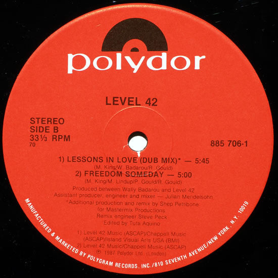 Level 42 : Lessons In Love (12", Single, Ind)