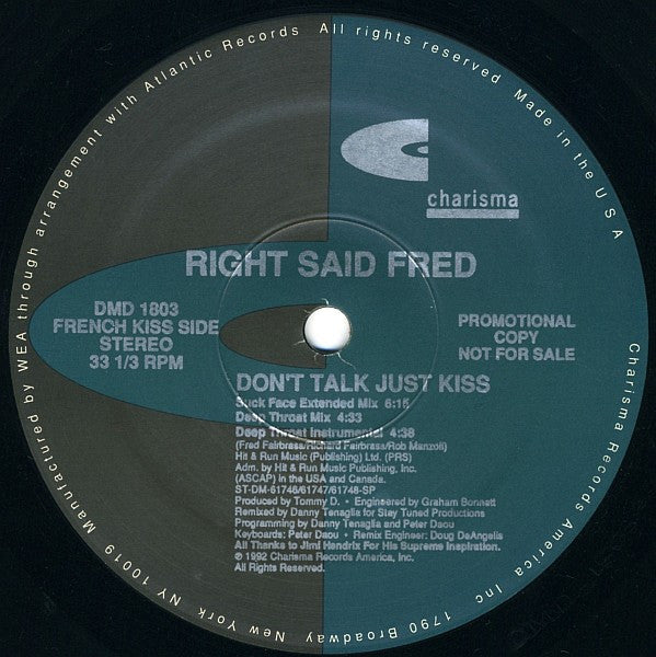 Right Said Fred : Don't Talk Just Kiss (12", Promo)