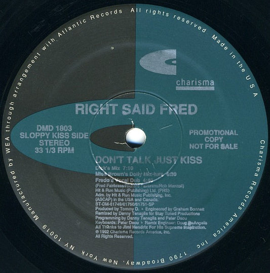 Right Said Fred : Don't Talk Just Kiss (12", Promo)