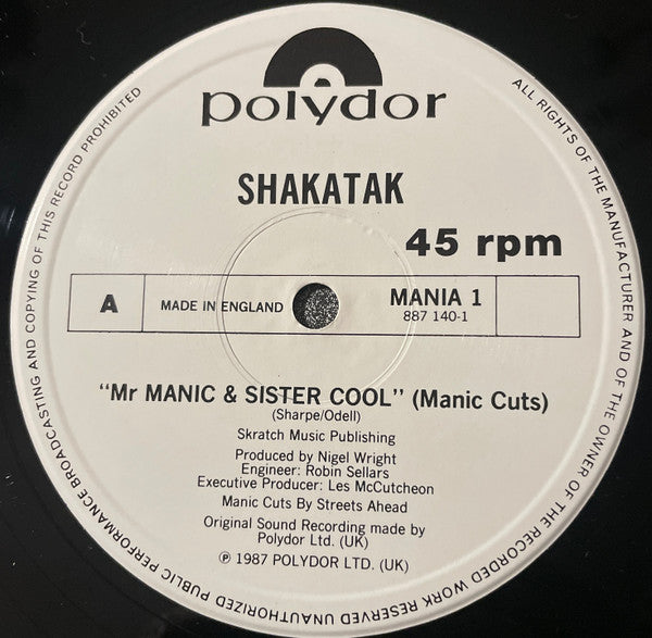 Shakatak : Mr. Manic & Sister Cool (Manic Cuts) (12")