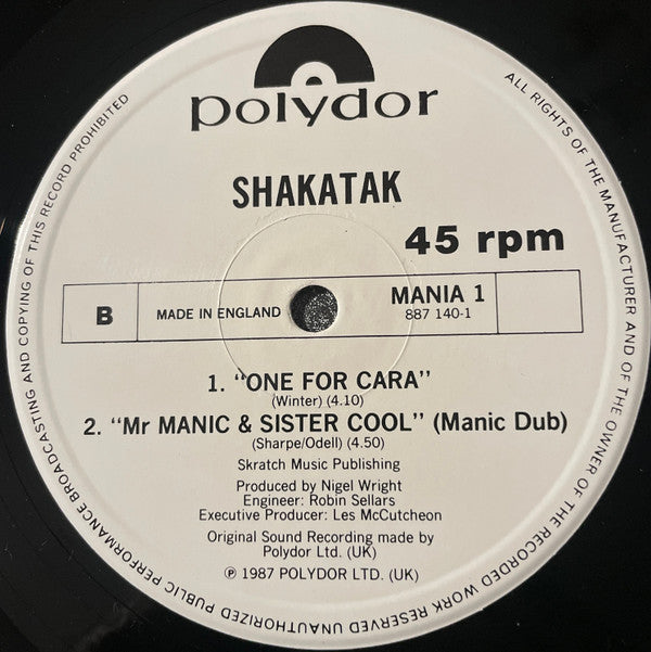 Shakatak : Mr. Manic & Sister Cool (Manic Cuts) (12")