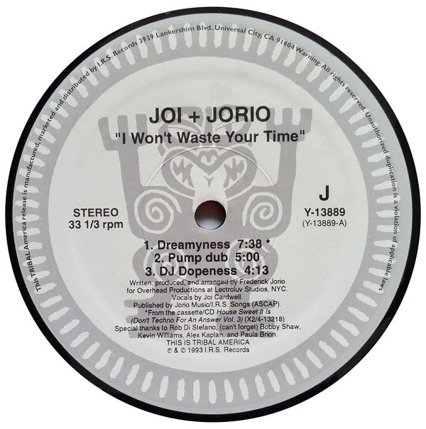 Joi + Jorio : I Won't Waste Your Time (12")
