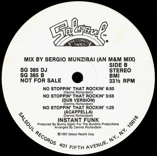 Instant Funk : No Stoppin' That Rockin' (12", Promo)