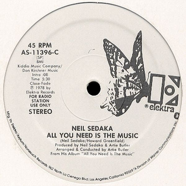 Neil Sedaka : All You Need Is The Music (12", Promo)