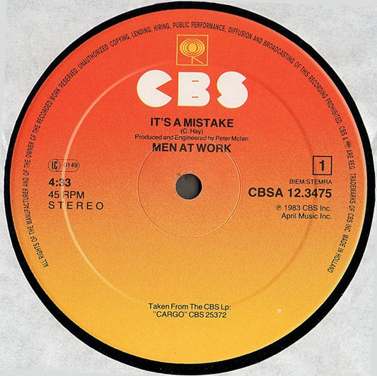 Men At Work : It's A Mistake (12", Maxi)