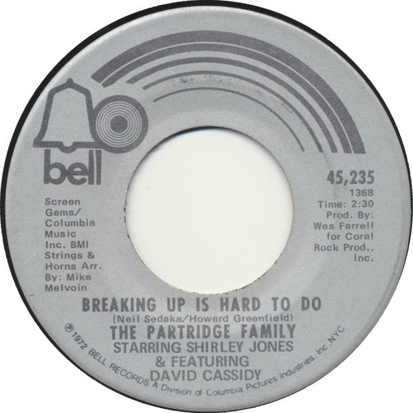 The Partridge Family : Breaking Up Is Hard To Do (7", Single, ARP)