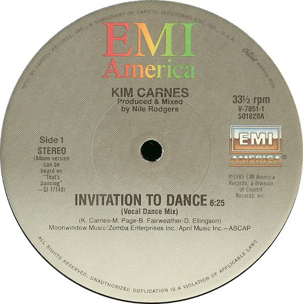 Kim Carnes : Invitation To Dance (12", Single)