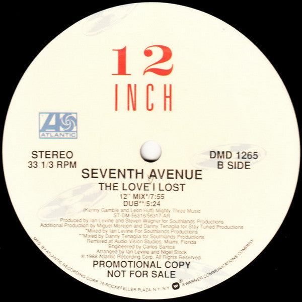 Seventh Avenue : The Love I Lost (12", Single, Promo)