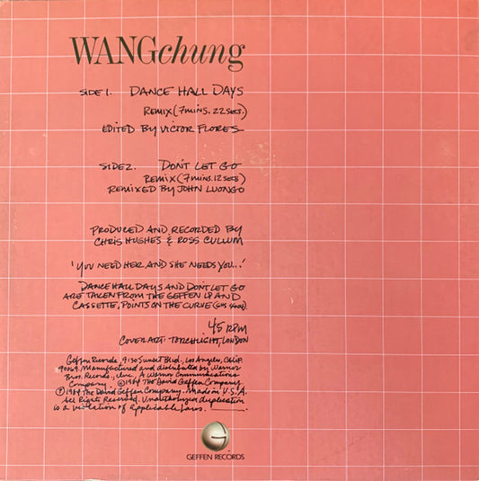 Wang Chung : Dance Hall Days & Don't Let Go (12", Maxi)