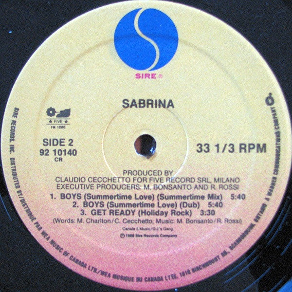 Sabrina : Boys (Summertime Love) (12", Maxi)