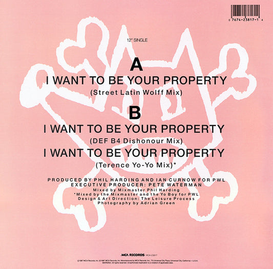 Blue Mercedes : I Want To Be Your Property (DEF B4 Dishonour Mix) (12", Single)