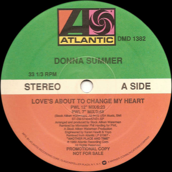 Donna Summer : Love's About To Change My Heart (12", Promo)