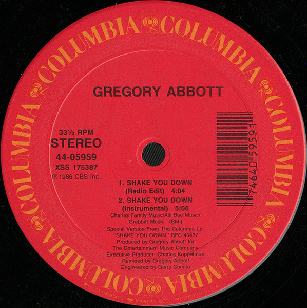 Gregory Abbott : Shake You Down (12", Single)