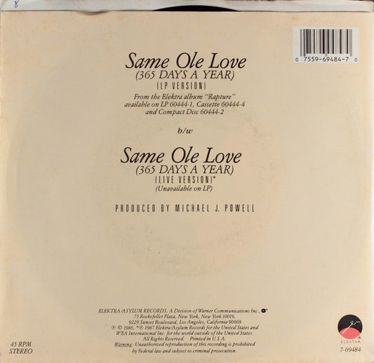 Anita Baker : Same Ole Love (365 Days A Year) (7", Single, Spe)