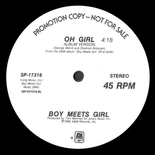 Boy Meets Girl : Oh Girl (12", Promo, Dar)
