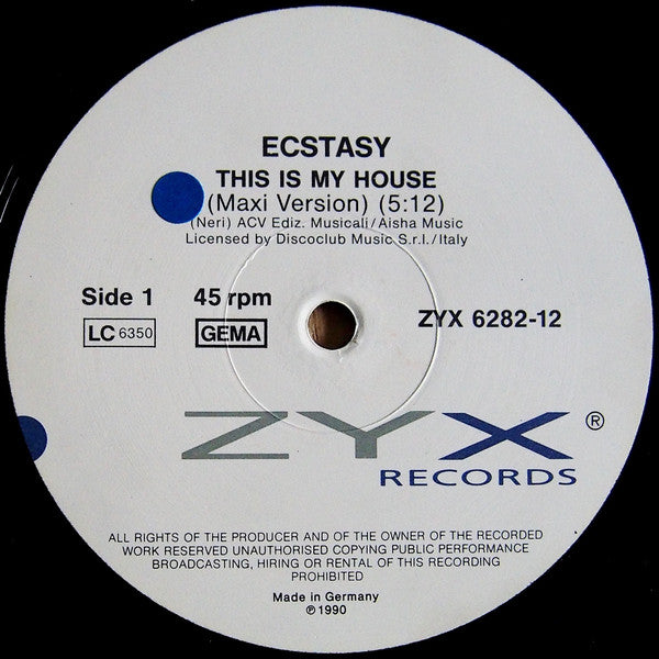 Ecstasy (2) : This Is My House (12", Maxi)
