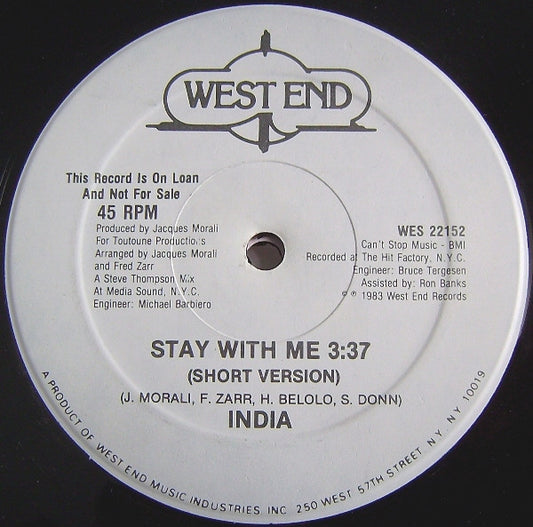 India (2) : Stay With Me (12", Promo)