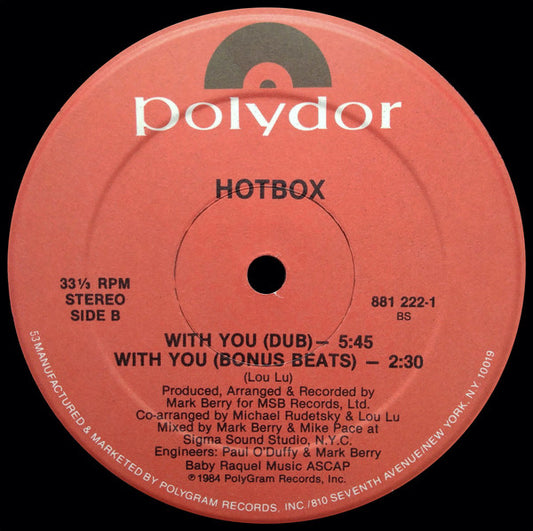 Hotbox* : With You (12")