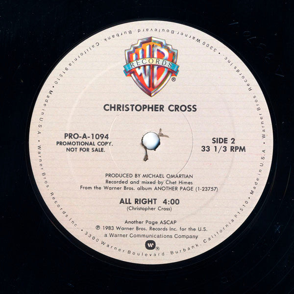 Christopher Cross : All Right (12", Promo)
