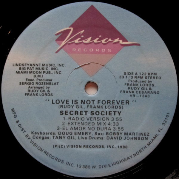 Secret Society (4) : Love Is Not Forever (12")