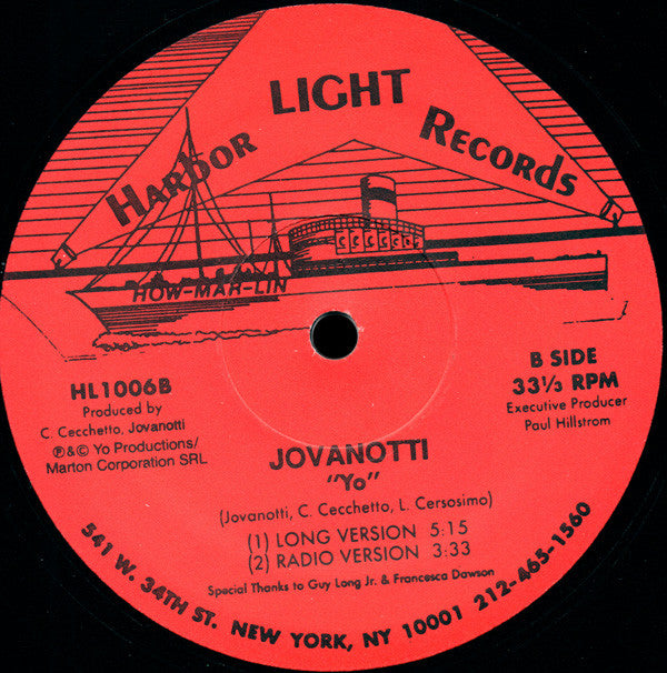 Jovanotti : Welcome / Yo (12")