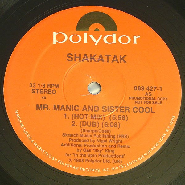 Shakatak : Mr. Manic & Sister Cool (12", Promo)