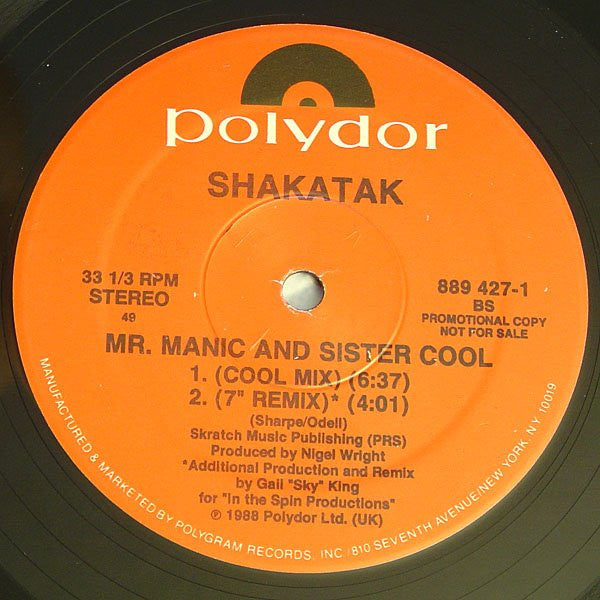 Shakatak : Mr. Manic & Sister Cool (12", Promo)