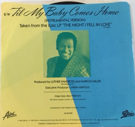 Luther Vandross : 'Til My Baby Comes Home (7", Single, Styrene, Pit)