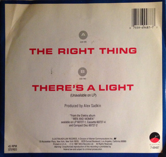 Simply Red : The Right Thing (7", Single, Spe)