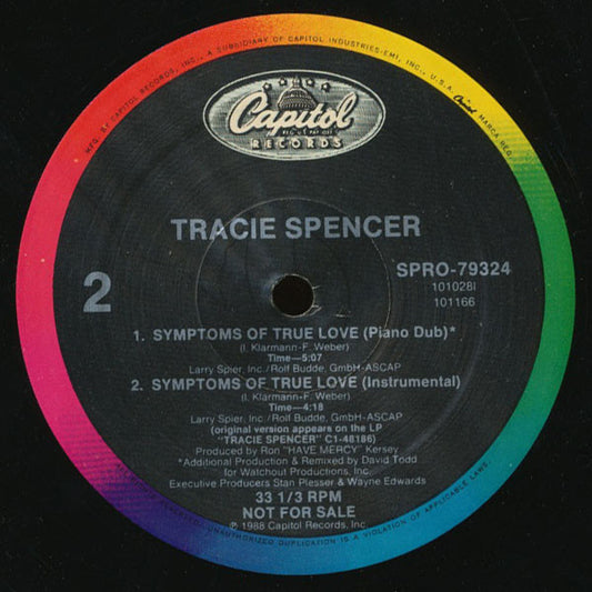 Tracie Spencer : Symptoms Of True Love (12", Single, Promo)