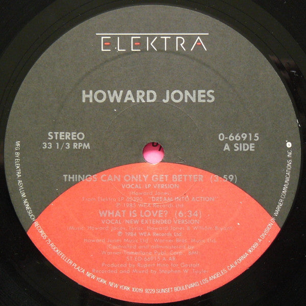 Howard Jones : Things Can Only Get Better (12", Pin)