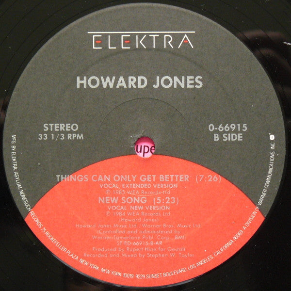 Howard Jones : Things Can Only Get Better (12", Pin)